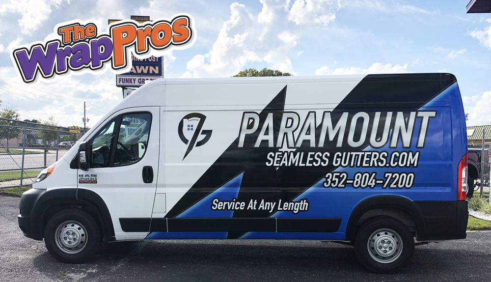 Paramount Seamless Gutters Side | BB Graphics & The Wrap Pros